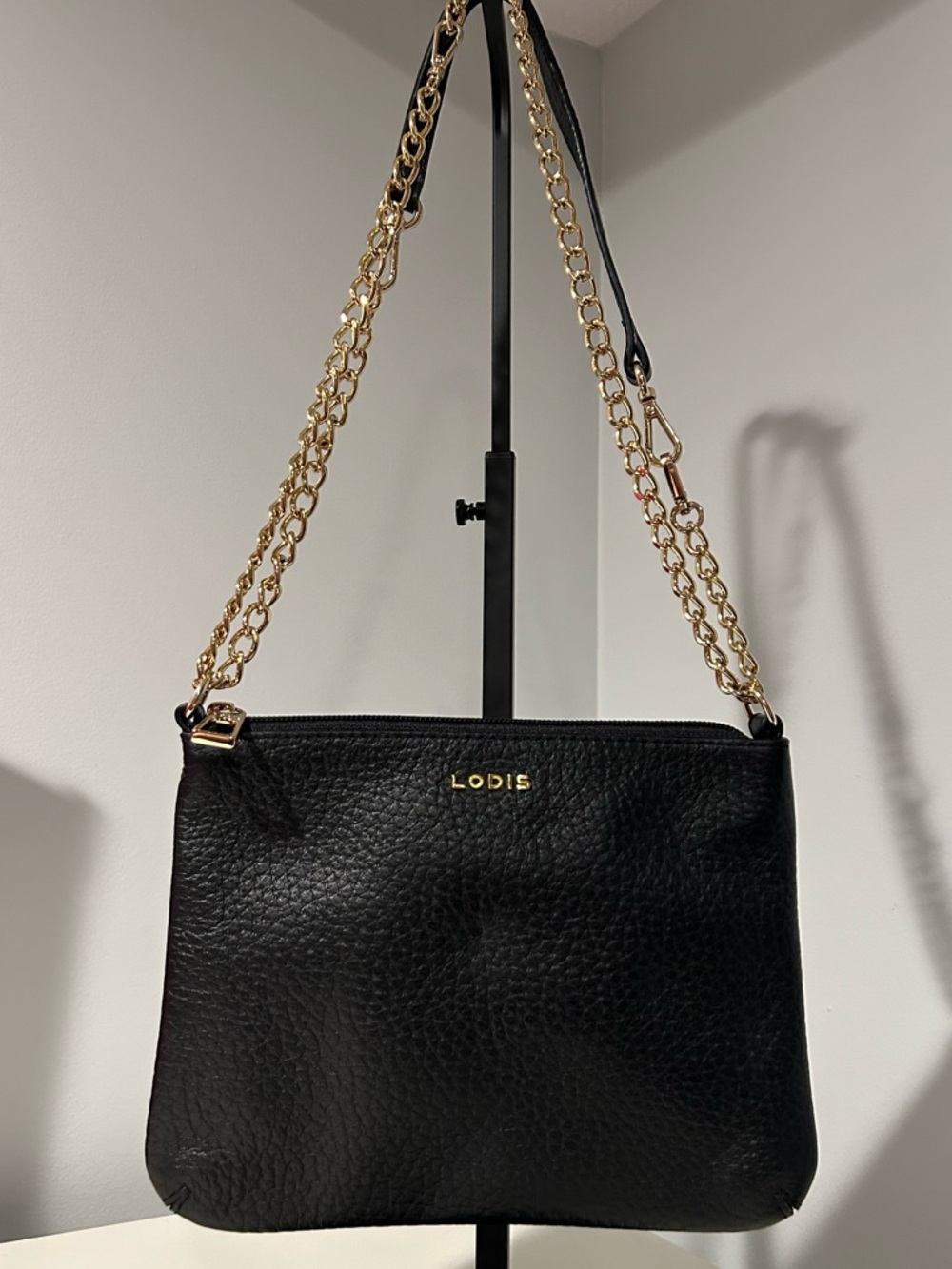Lodis 5 In 1 Black Pebbled Leather Crossbody Shoulder Bag Clutch Wristlet